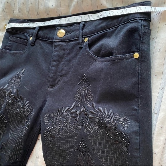 Juicy Couture Black Embroidery Beads Denim Skinny Stretch Boho Cowgirl Jeans 29 - Picture 13 of 15